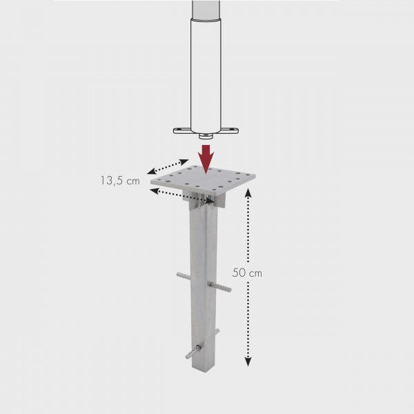 Doppler Alu/Stahl Bodenanker für Alu Star und Alu Expert 2tlg. 50 mm Aufsatzrohr